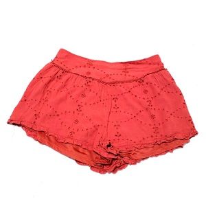 Rust Orange High Rise Lace Shorts